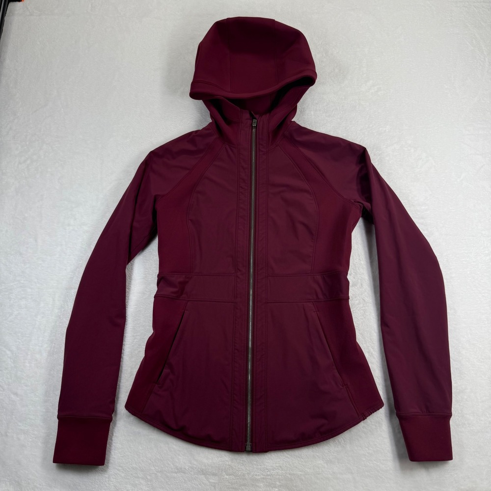 Lululemon State Seeker Jacket Deep Ruby Hooded Size 8 Full Zip Yoga Hoodie‎